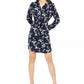 Maison Jules Women's Floral-Print Belted Dress Navy Size Medium