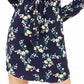 Maison Jules Women's Floral-Print Belted Dress Navy Size Medium
