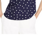 Maison Jules Women's Dot-Print Split-Neck Top Navy Size Small