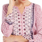 Style & Co Women's Printed Roll-Sleeve Split-Neck Top Pink Size Medium