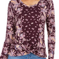 Style & Co Women's Printed Twist Hem Top Purple Size X-Small