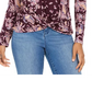 Style & Co Women's Printed Twist Hem Top Purple Size X-Small