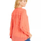 Style & Co Women's Textured V-Neck Top Bright Orange Size Small