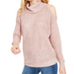 INC International Concepts Women's Sequin Cutout Turtleneck Sweater Pink Size Extra Large