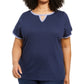 Karen Scott Women's Contrast-Trim Keyhole Top Navy Size Medium