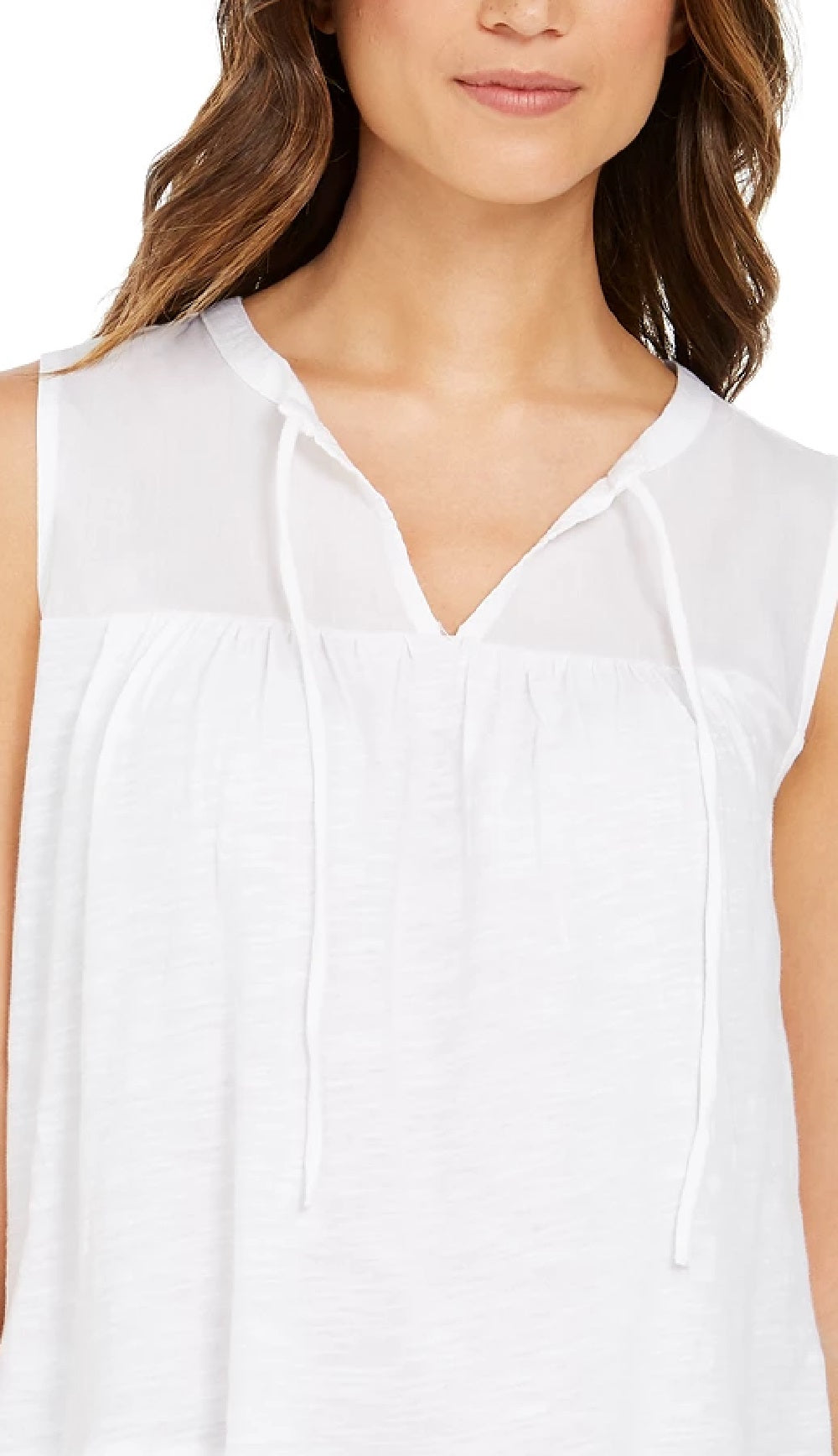 Style & Co Women's Cotton Sleeveless Peasant Top White Size Medium