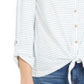 Style & Co Women's Striped Tie-Front Top White Size Large