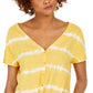 Style & Co Women's Tie-Dye Tie-Front Top Gold Size Medium