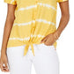 Style & Co Women's Tie-Dye Tie-Front Top Gold Size Medium