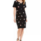 Karen Scott Women's Embroidered Split Neck Dress Black Size Medium