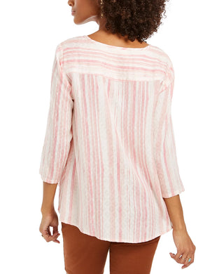 Style & Co Women's Printed Swing Blouse Med Pink Size Large