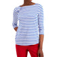 Charter Club Women's 3/4-Sleeve Striped Top Blue Size X-Small