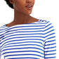Charter Club Women's 3/4-Sleeve Striped Top Blue Size X-Small