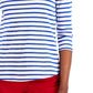 Charter Club Women's 3/4-Sleeve Striped Top Blue Size X-Small
