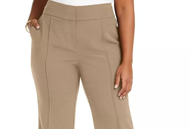 Alfani Women's Plus Size High-Rise Trousers Med Brown Size 18W