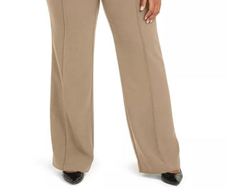 Alfani Women's Plus Size High-Rise Trousers Med Brown Size 18W