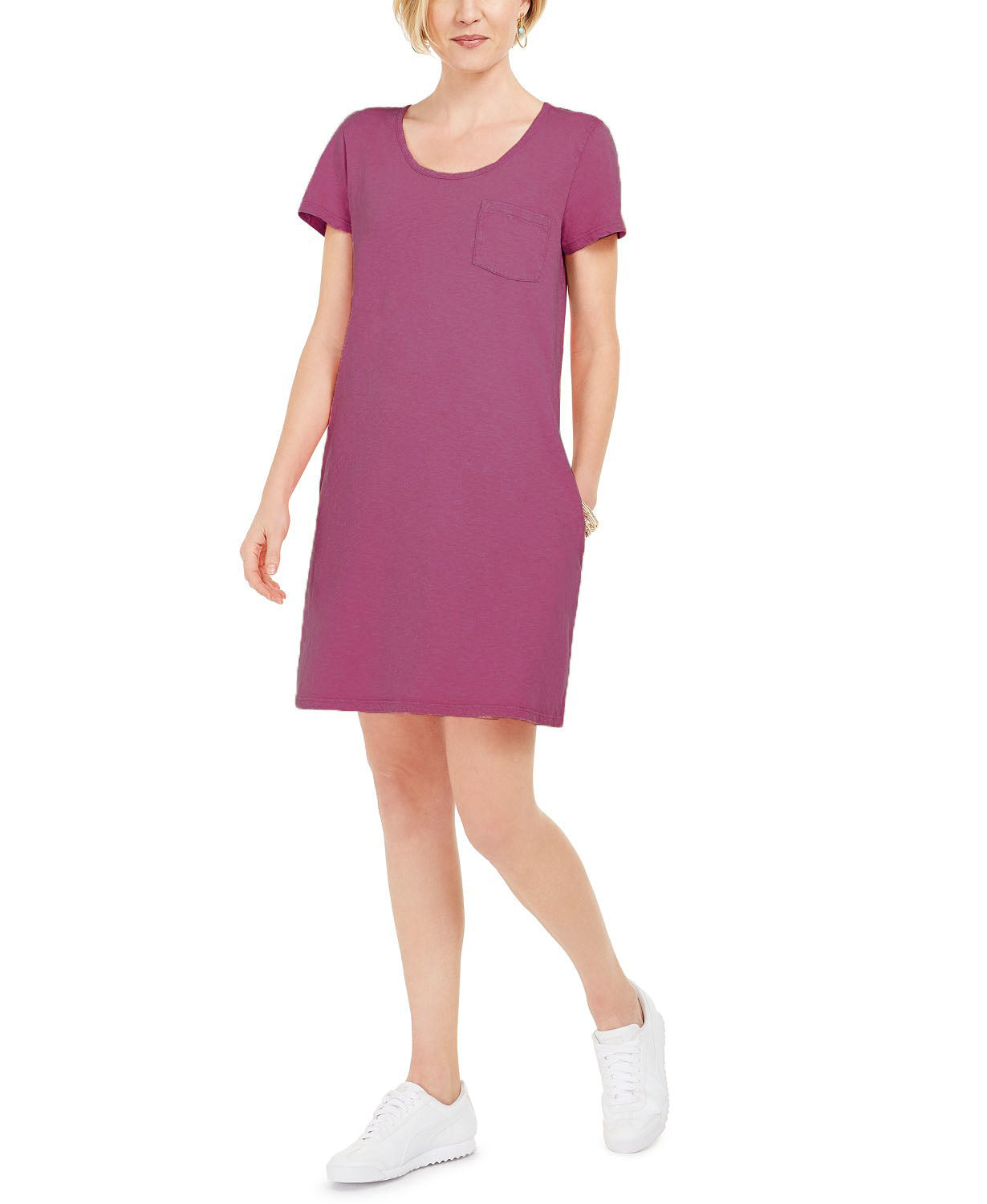 Style & Co Women's One-Pocket T-Shirt Dress Med Purple Size Extra Small