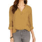 Style & Co Women's Textured Solid Popover Top Gold Size Large