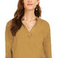 Style & Co Women's Textured Solid Popover Top Gold Size Large