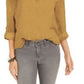 Style & Co Women's Textured Solid Popover Top Gold Size Large