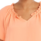 Style & Co Women's Crinkle Flutter Sleeve Top Orange Size Small