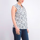 Charter Club Women's Toile-Print Sleeveless Shirt Black Size 14
