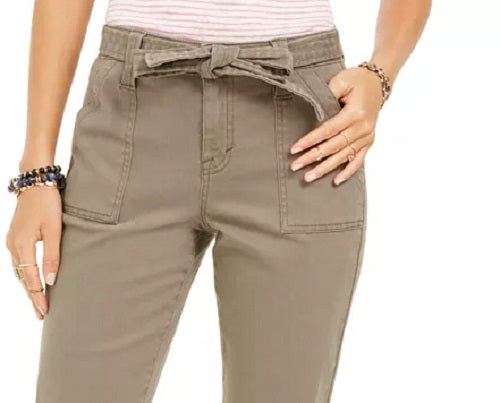 Style & Co Women's Belted Cuffed Jeans Brown Size 8