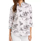 Charter Club Women's Printed Blouse White Size Large