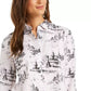 Charter Club Women's Printed Blouse White Size Large