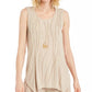 JM Collection Women's Sleeveless Textured Necklace Top Beigekhaki Size Small