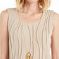 JM Collection Women's Sleeveless Textured Necklace Top Beigekhaki Size Small