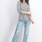 Charter Club Women's Cotton Gingham-Print Boat-Neck Top Black Size Small