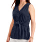 Charter Club Women's Tie Front Sleeveless Top Blue Size Medium