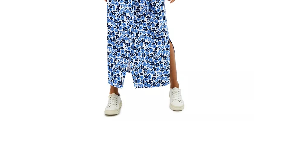 Charter Club Women'sTie-Waist Maxi Dress Blue Size X-Large