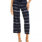 Style & Co Women's Striped Tie-Dyed Cropped Pants Navy Size Medium