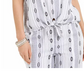 Style & Co Women's Printed Square-Neck Tie-Front Top Navy Size Large