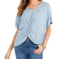 Style & Co Women's V-Neck Twist-Front Top Blue Size Small