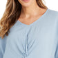 Style & Co Women's V-Neck Twist-Front Top Blue Size Small