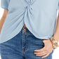 Style & Co Women's V-Neck Twist-Front Top Blue Size Small