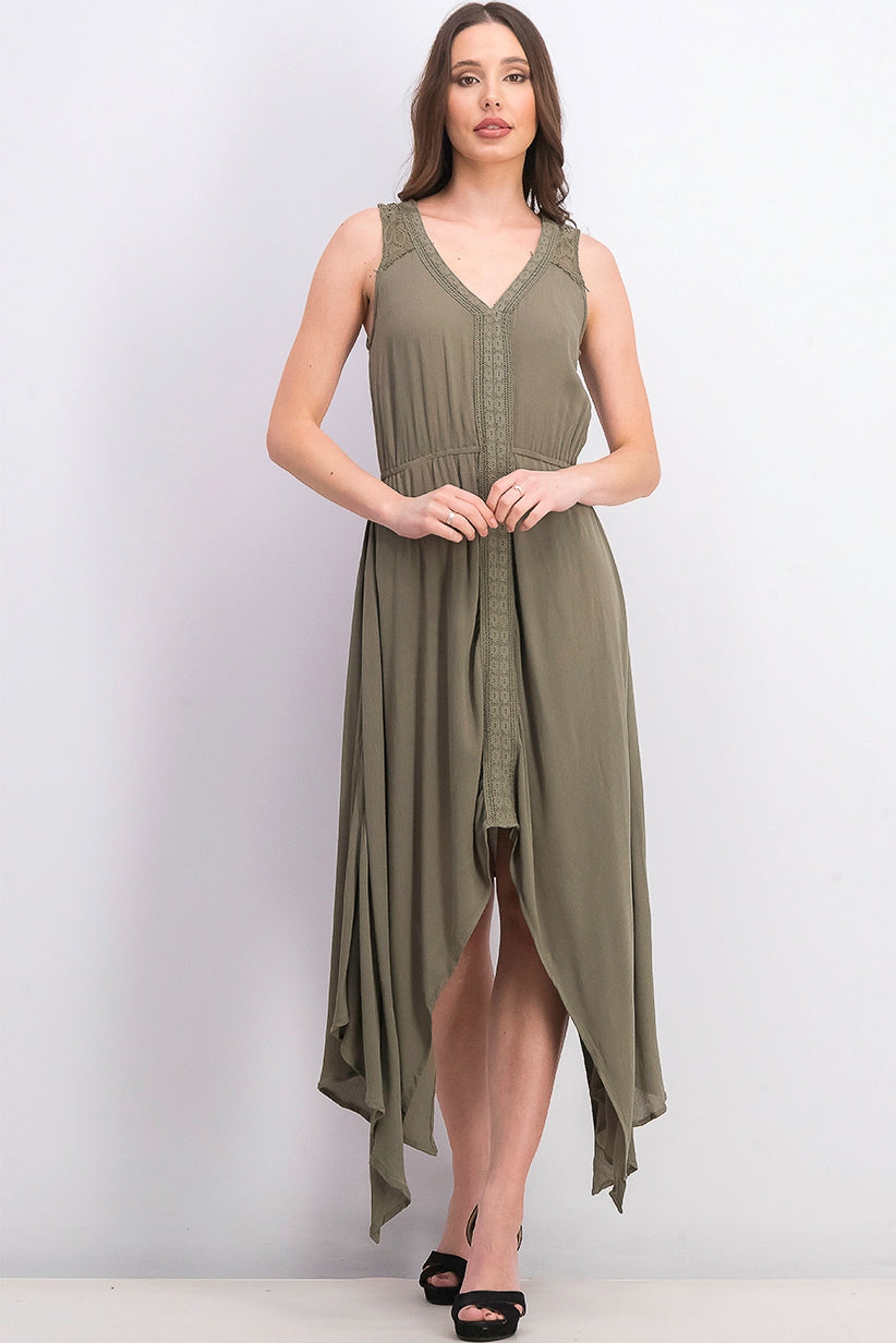 Style & Co Women's Handkerchief-Hem Dress Green Size Large