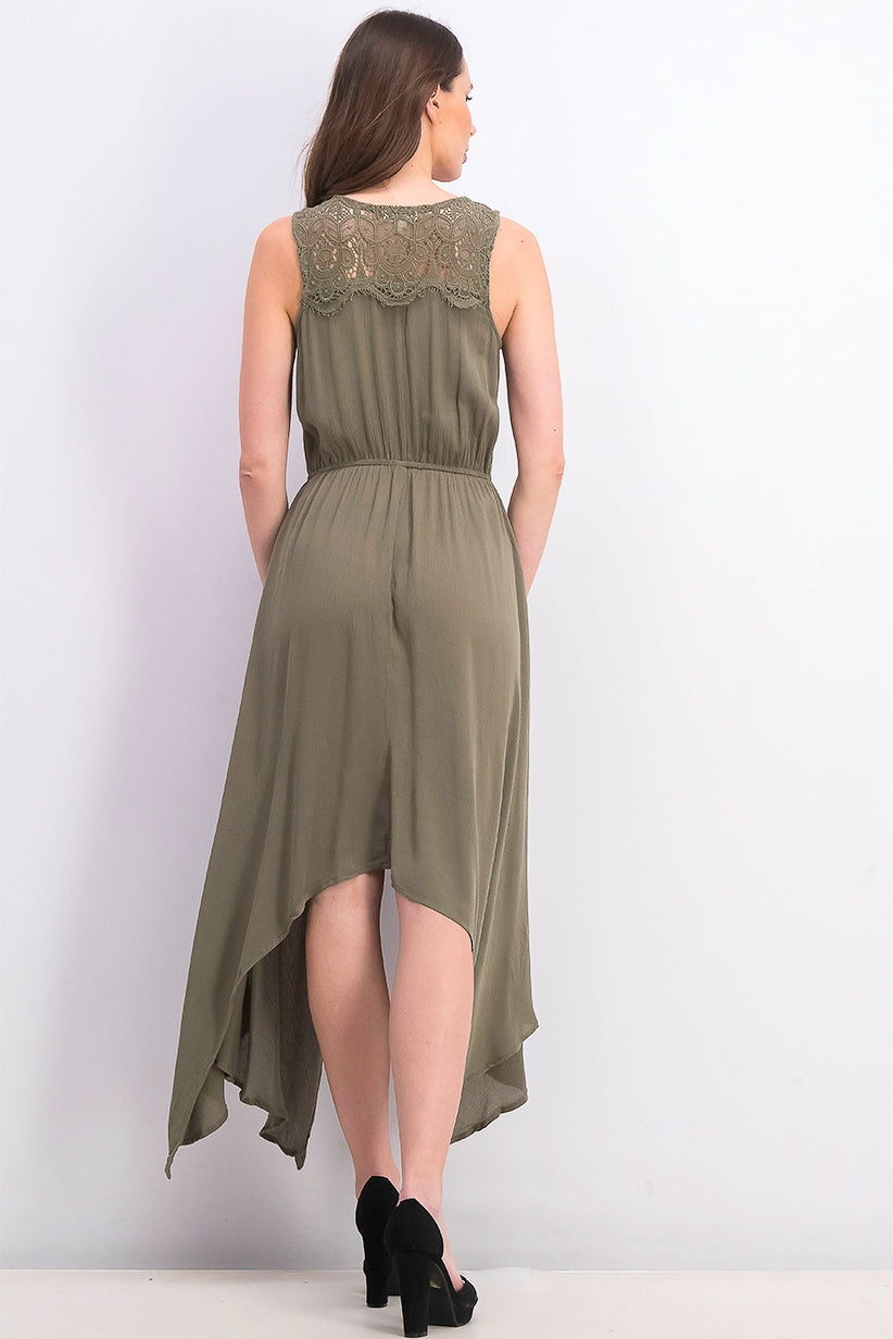 Style & Co Women's Handkerchief-Hem Dress Med Green Size Medium