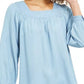 Style & Co Women's Square-Neck Top Blue Size Small