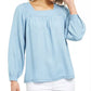 Style & Co Women's Square-Neck Top Blue Size Small