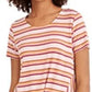 Style & Co Women's Striped Twist-Front Top Pink Size Large
