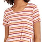 Style & Co Women's Striped Twist-Front Top Red Size Small