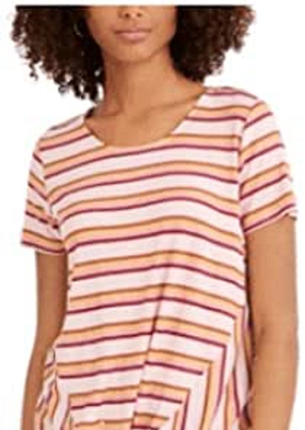 Style & Co Women's Striped Twist-Front Top Red Size Small