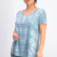 Style & Co Women's Tie-Dyed Linen-Blend Top Blue Size Large