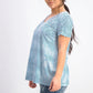 Style & Co Women's Tie-Dyed Linen-Blend Top Blue Size Large