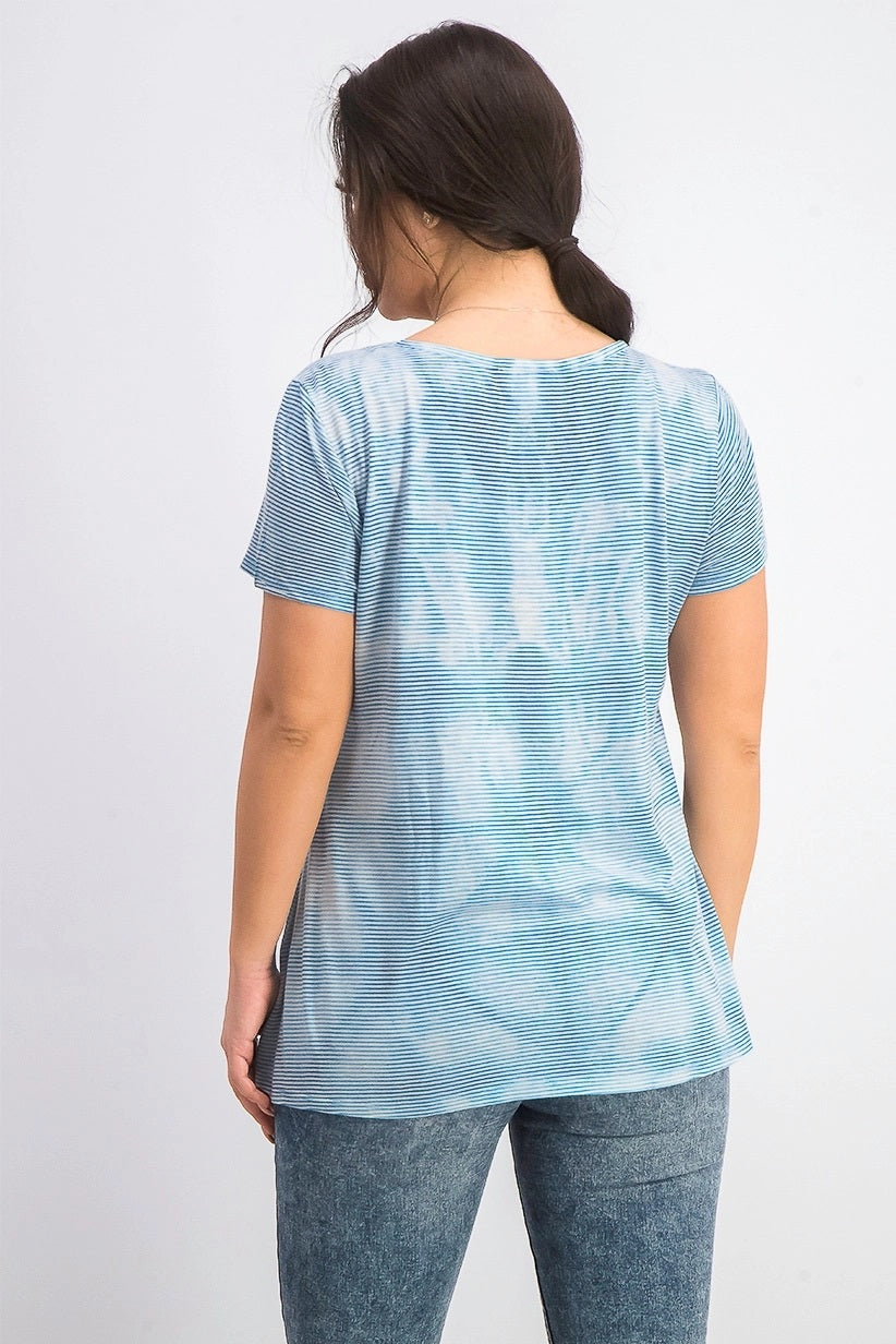 Style & Co Women's Tie-Dyed Linen-Blend Top Blue Size Large