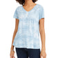 Style & Co Women's Tie-Dyed Linen-Blend Top Blue Size X-Small